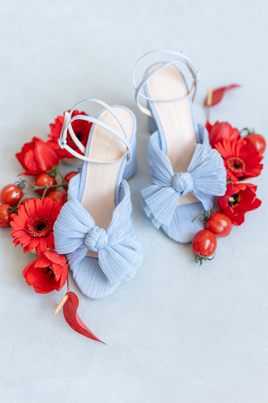 shades of red and blue