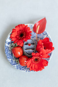 shades of red and blue